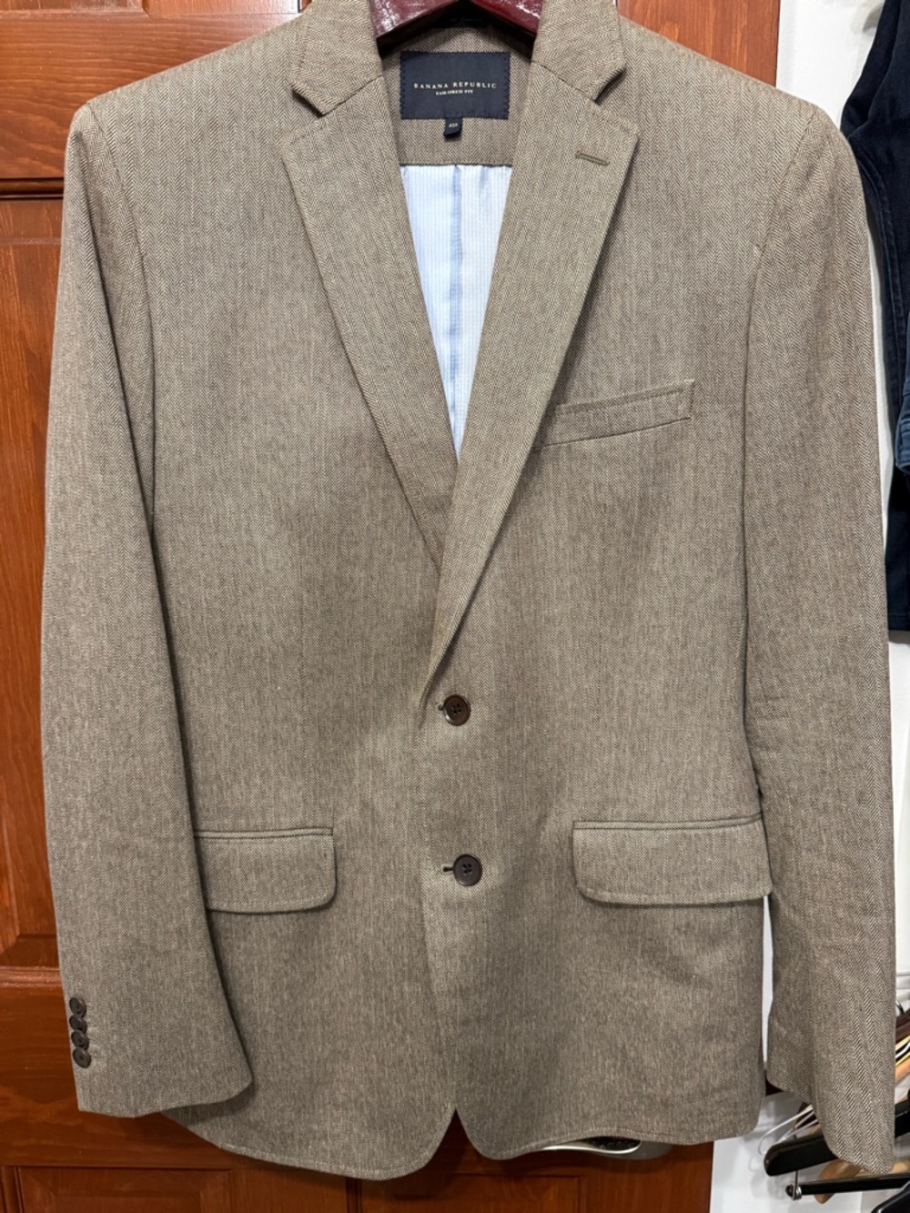 Mens Banana Republic Taupe-Brown Herringbone Blazer Size 40R Excellent Condition